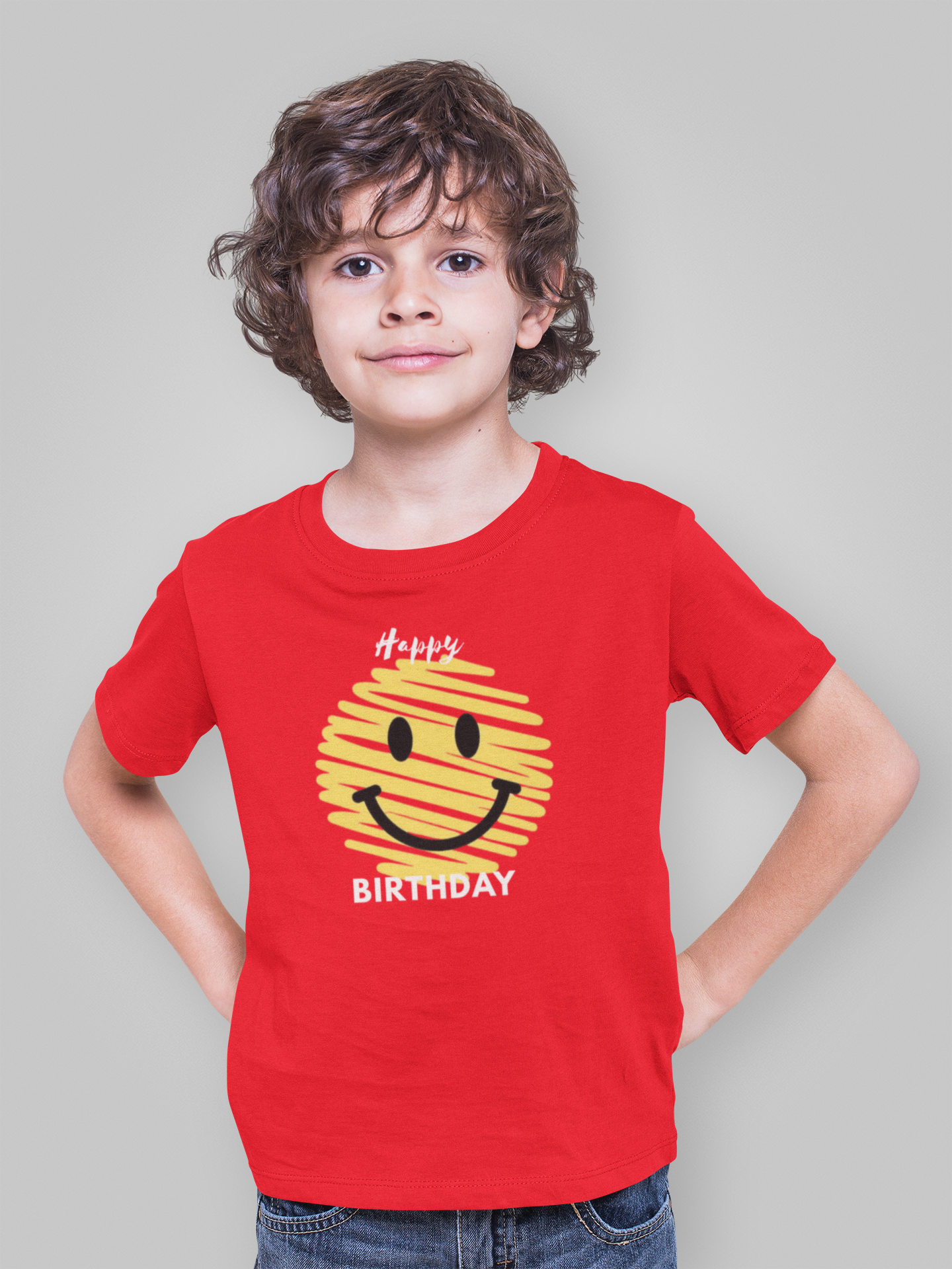 Birthday Smiley  kids Red T shirt